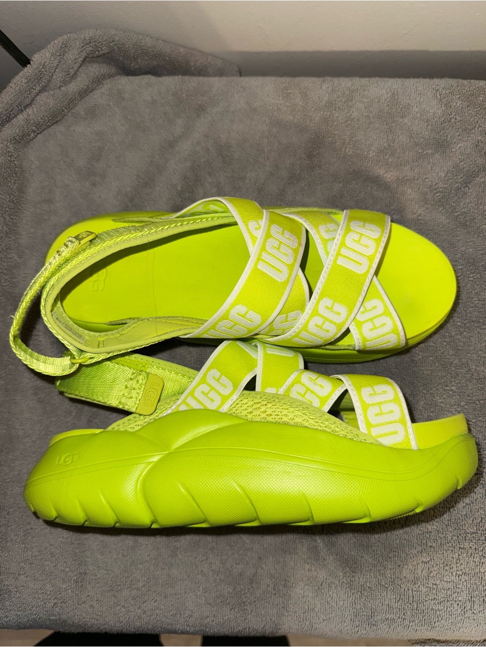 UGG Woman’s Neon Lime Strappy Sandals